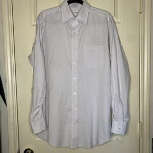 Hamilton Mens Dress Shirt White Blue Orange Windowpane Pattern - M